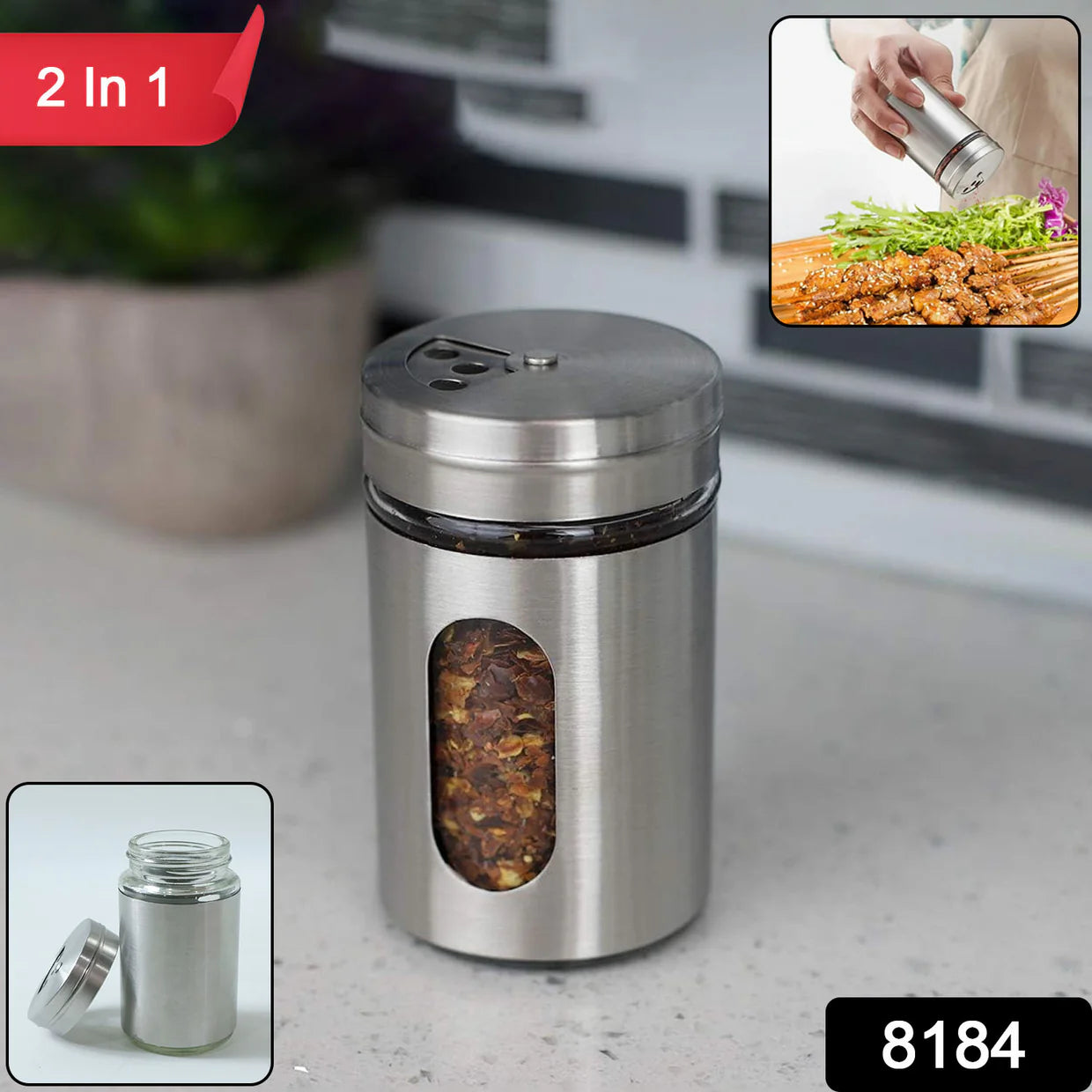2 in 1 Stainless Steel Spice Jar
